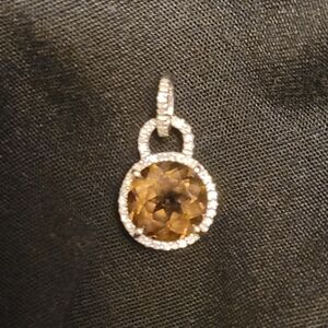 Smoky Topaz And Diamond 14k Gold Pendant